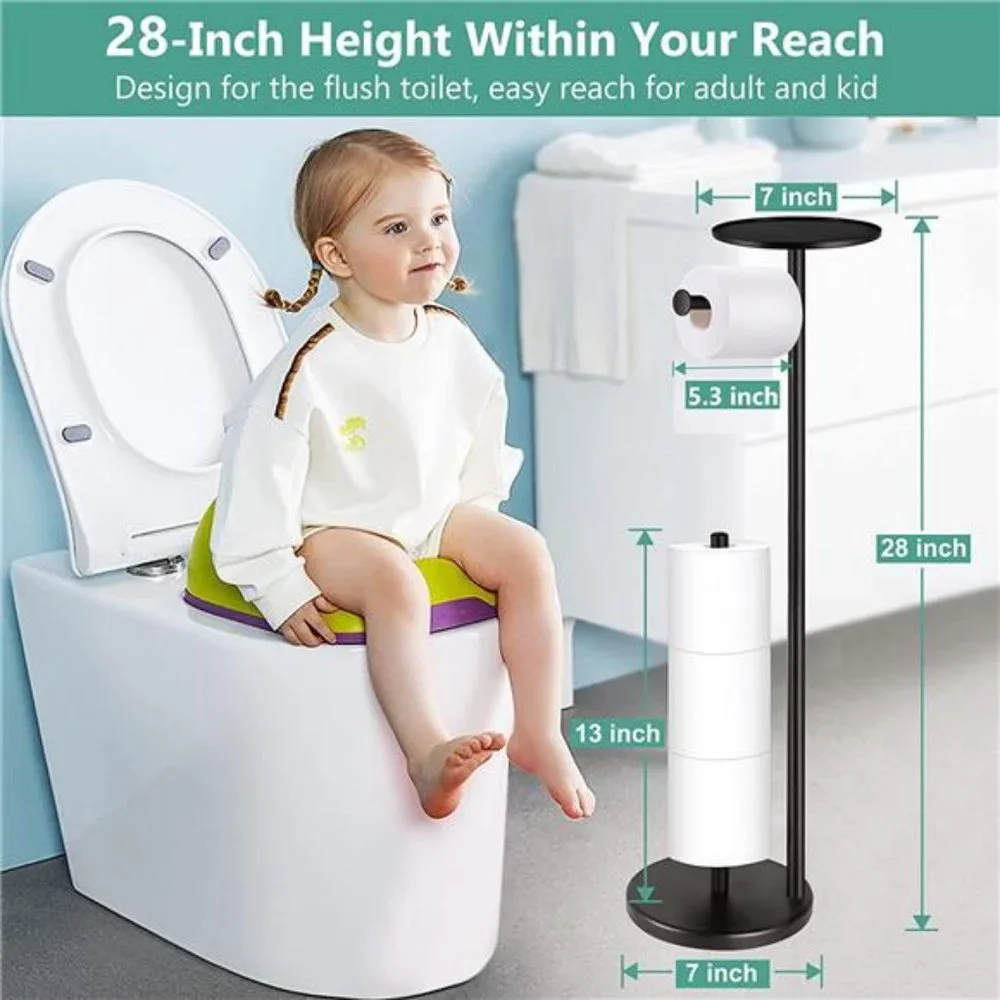 Toilet Paper Holder Stand with Phone Shelf, Free Standing Toilet Paper Holder